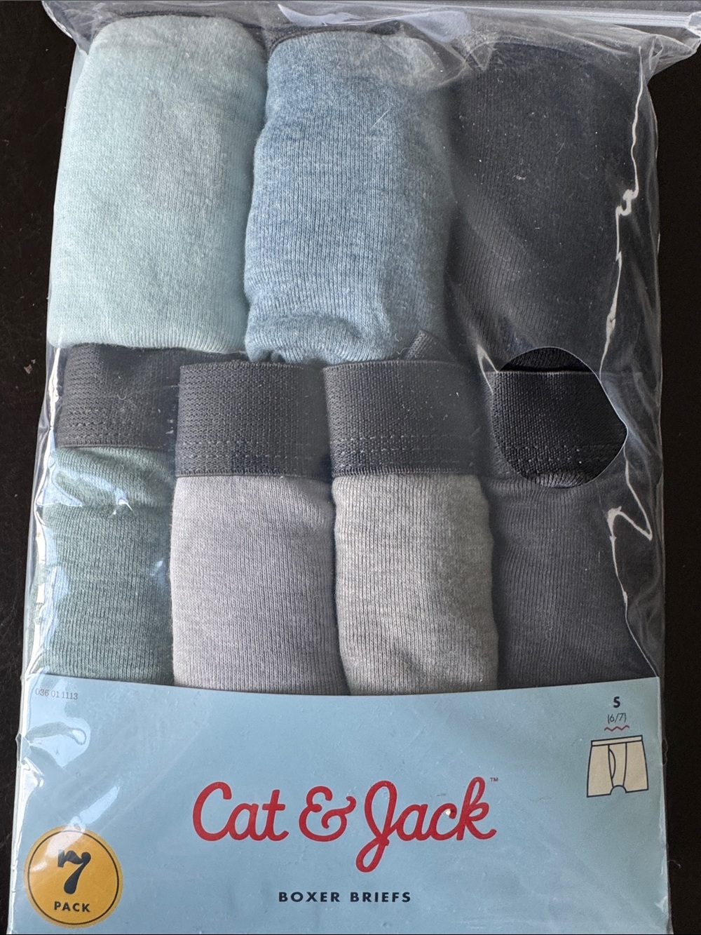 Cat & Jack Boys 7-Pack Boxer Briefs - Light Blue, Steel Blue, Black, Gray S(6/7)
